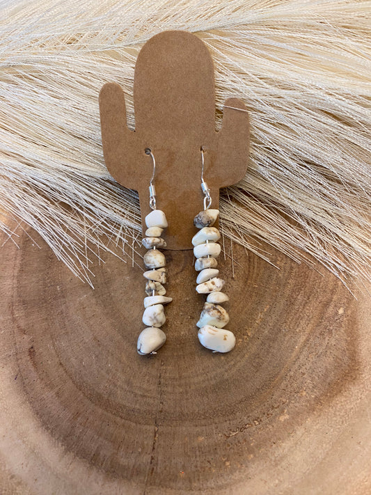 White turquoise beaded earrings