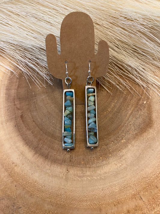 Silver turquoise beaded earrings