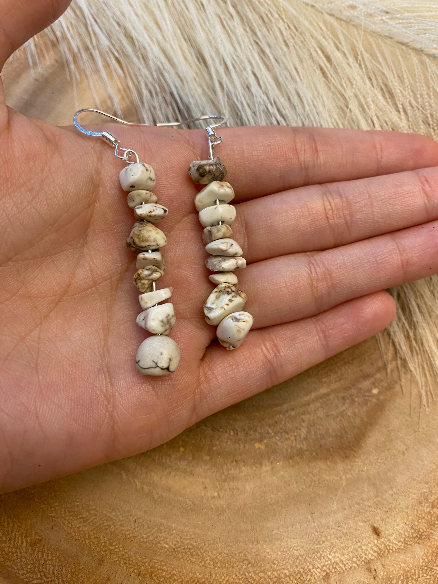 White turquoise beaded earrings