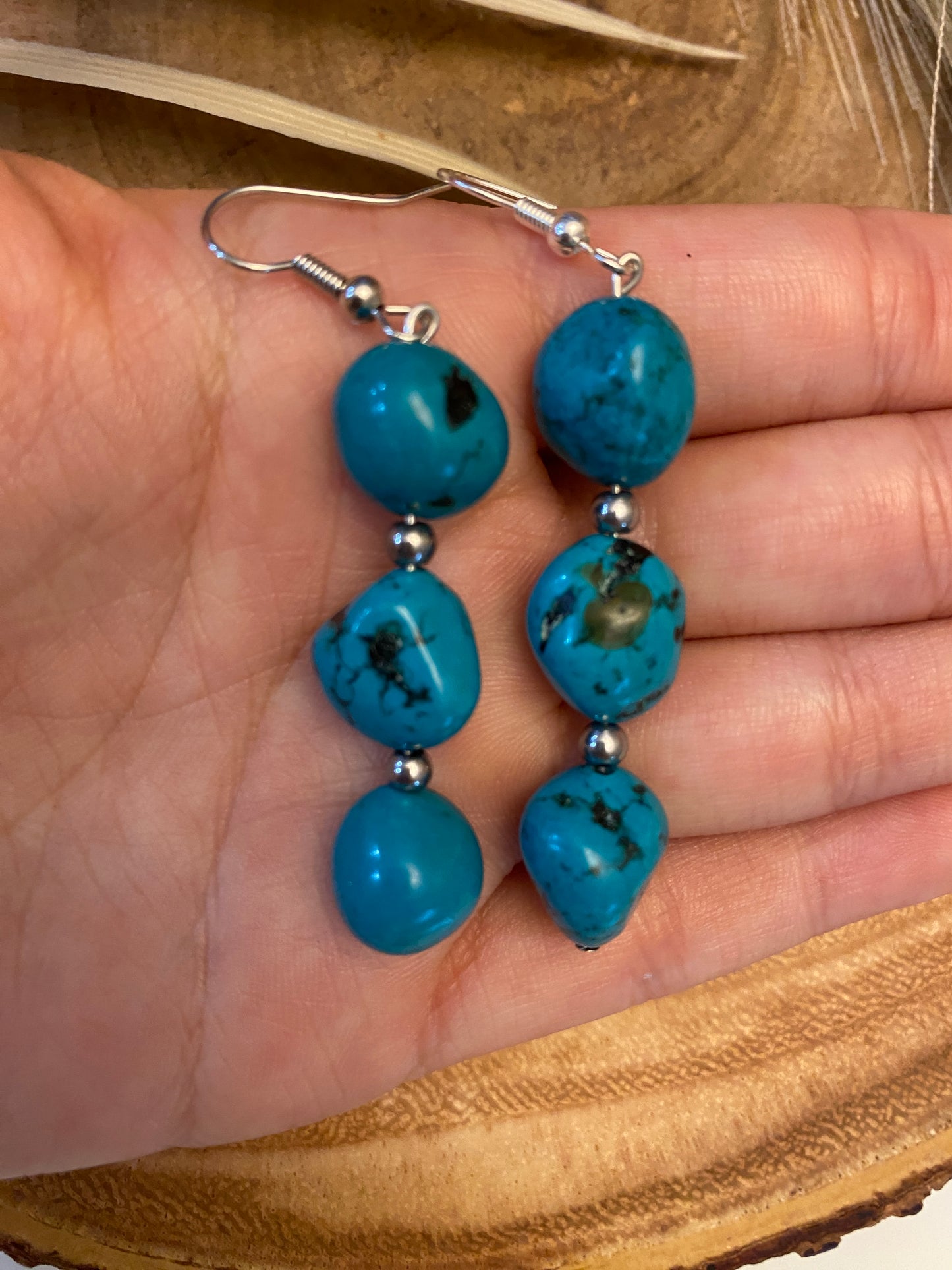 Genuine and authentic turquoise dangles