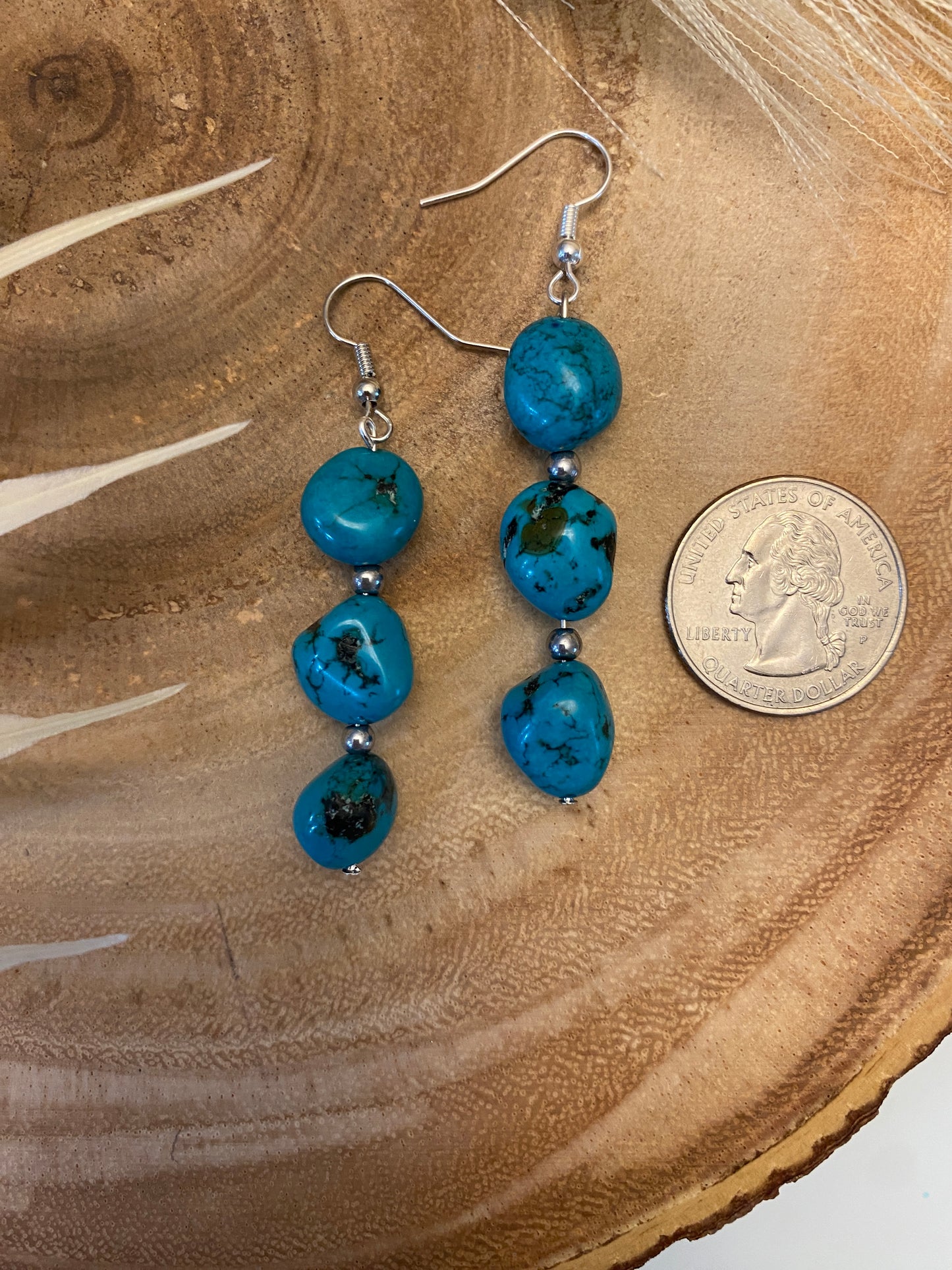 Genuine and authentic turquoise dangles