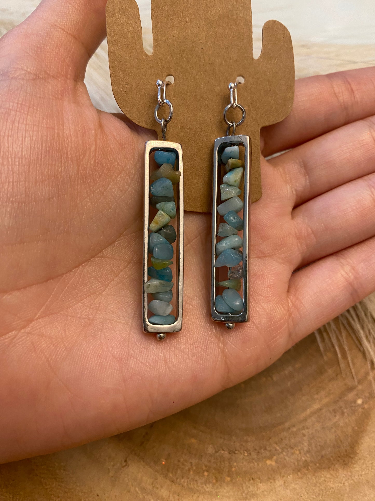 Silver turquoise beaded earrings