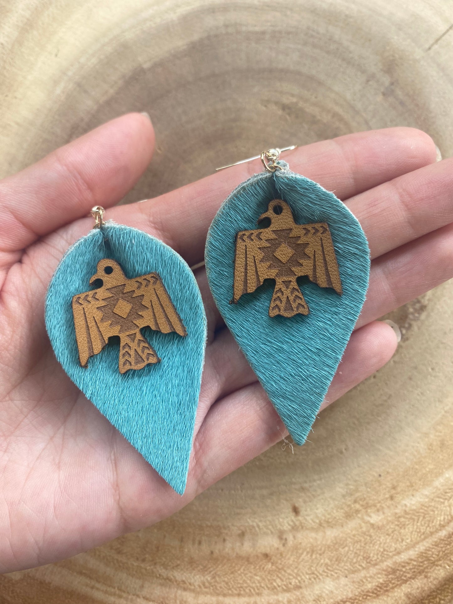 Cowhide Thunderbird love earrings