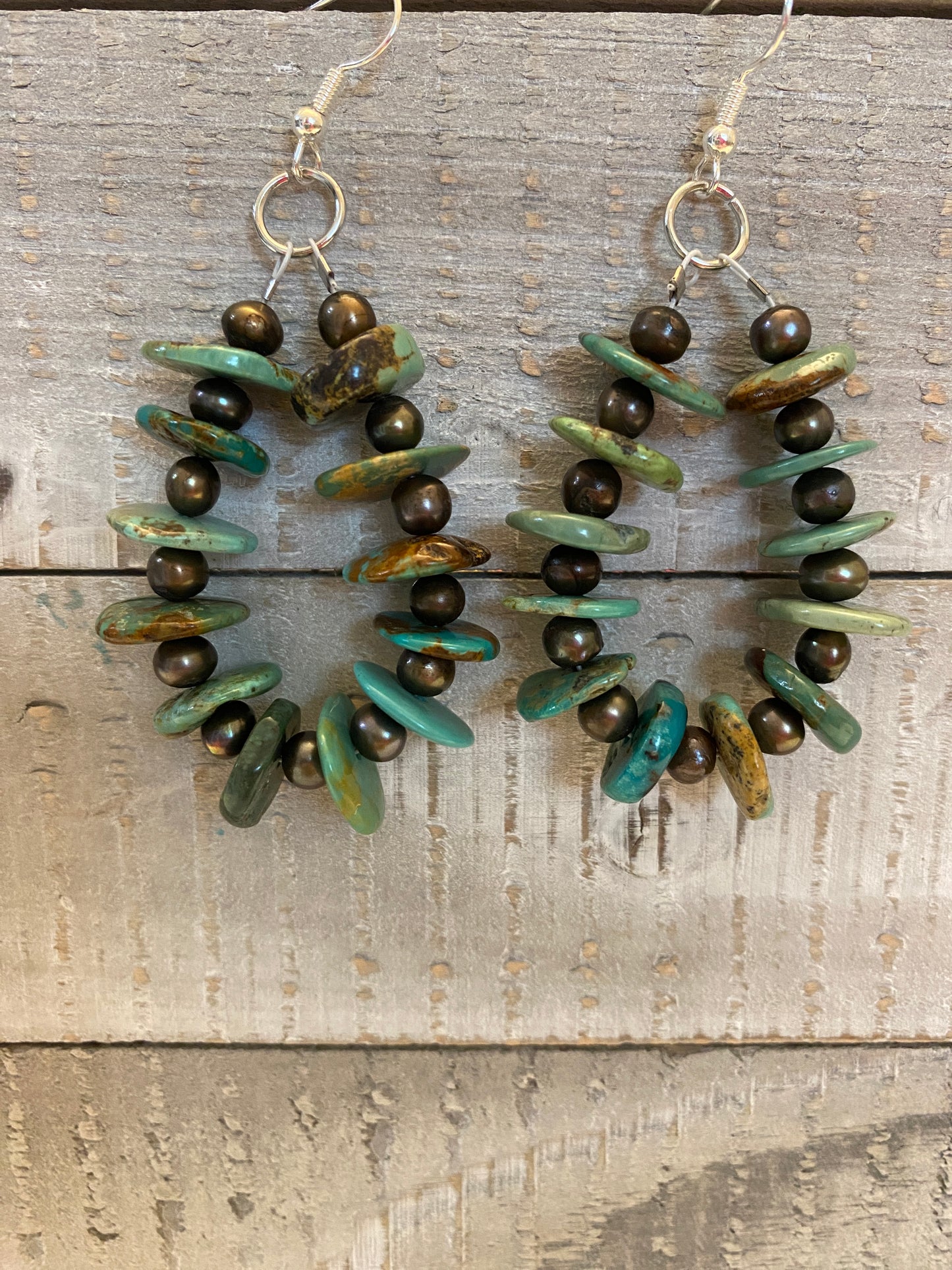 Navajo pearl and genuine turquoise earrings