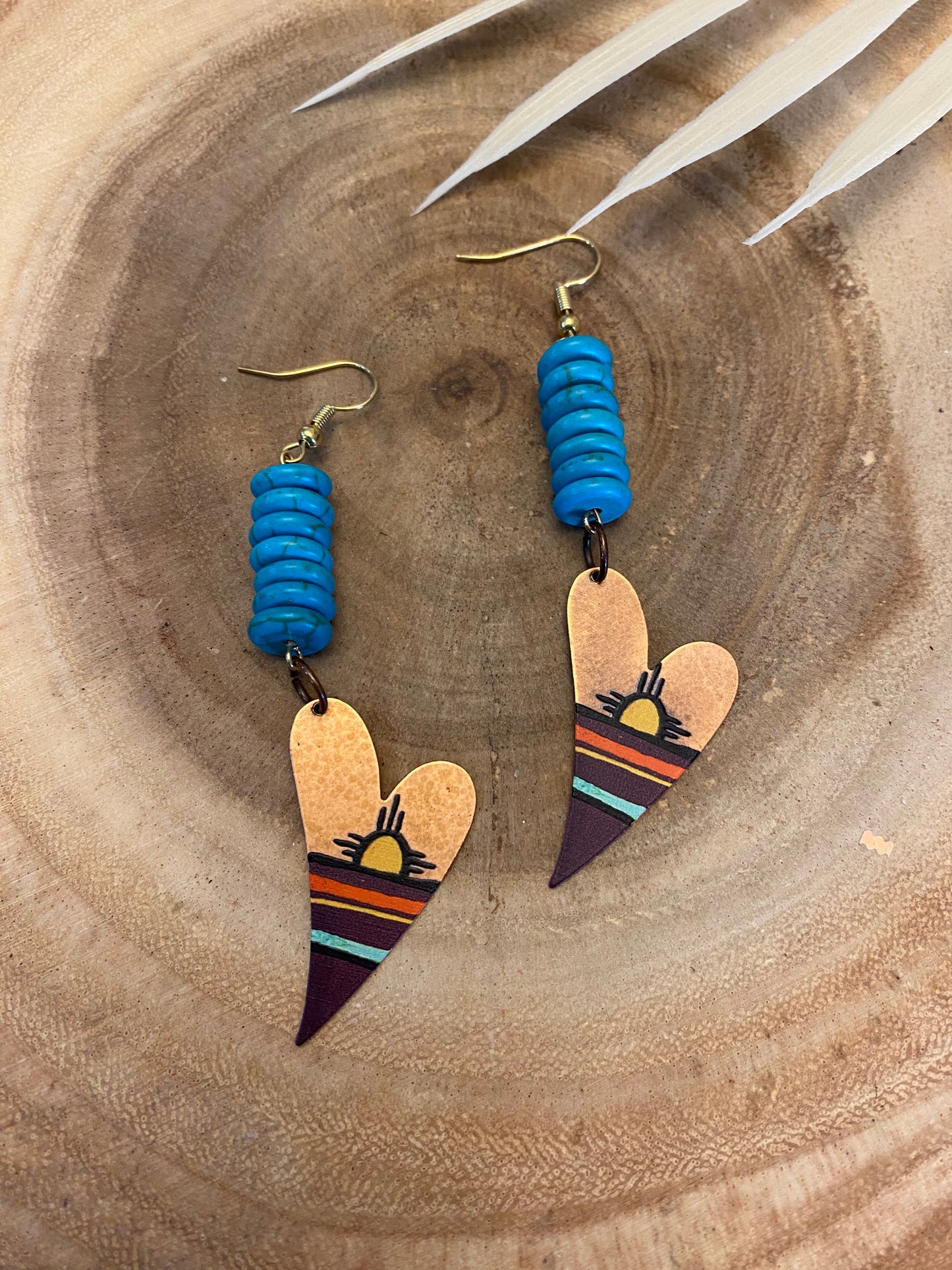 Sunset Zia heart earrings