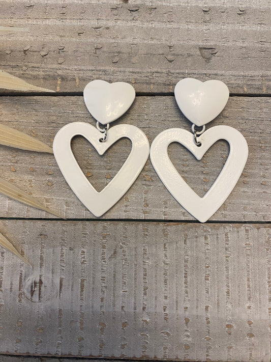 White heart earrings