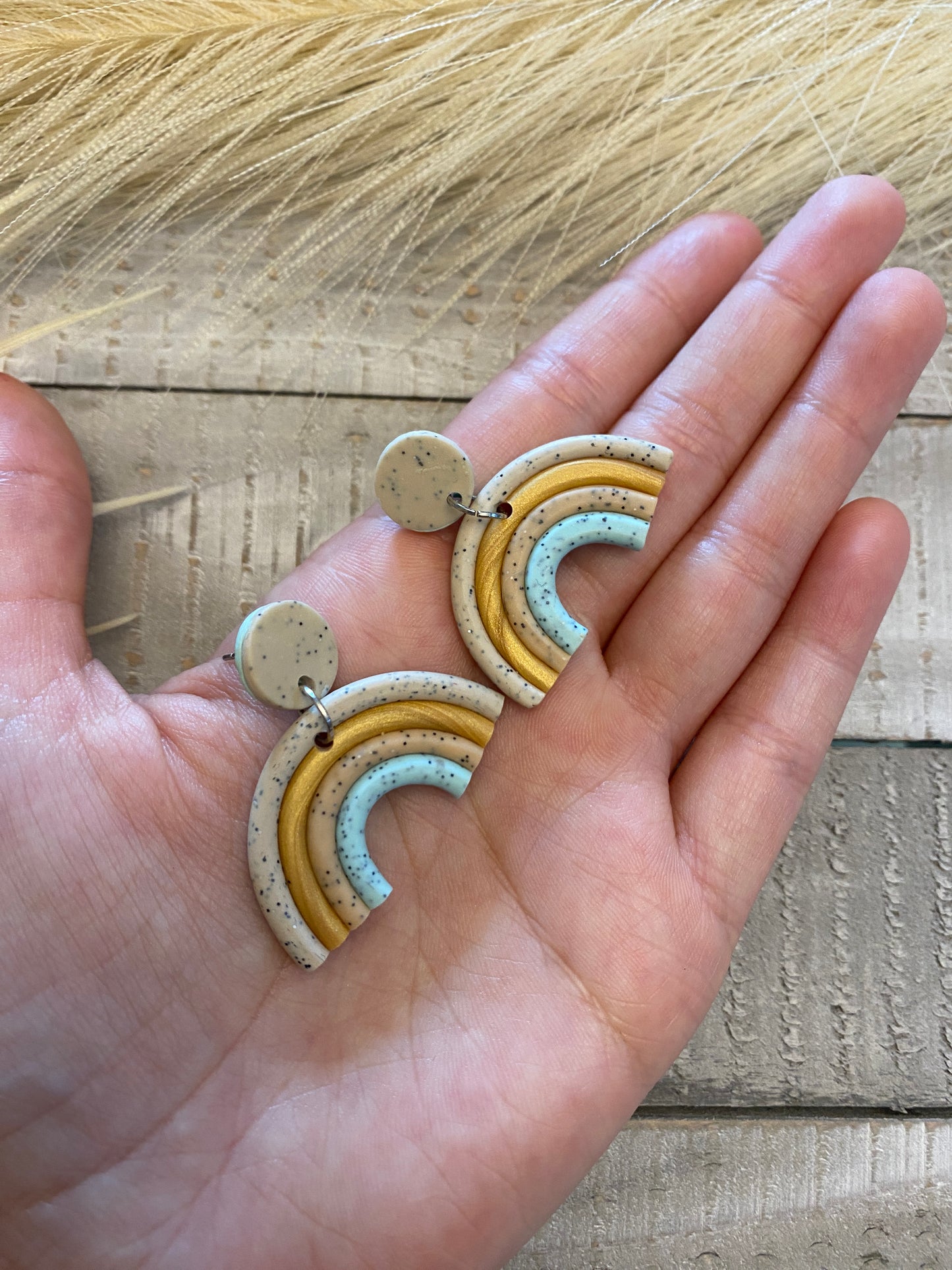 Mini rainbow polymer clay earrings