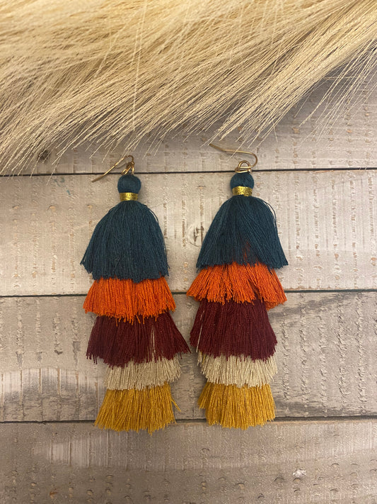 Multi color fringe earrings