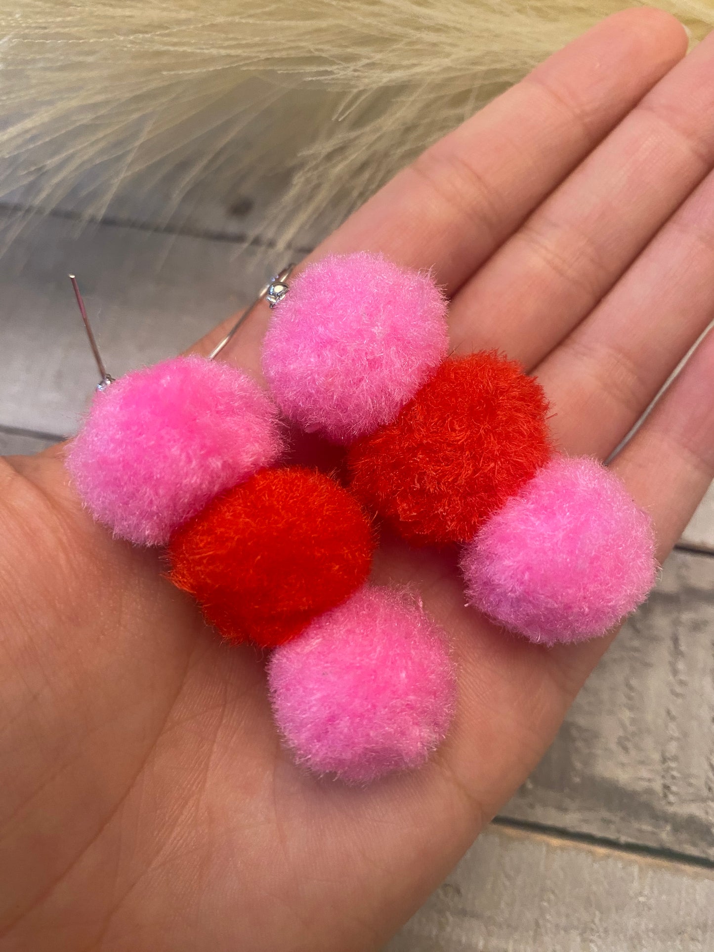 Valentine pom pom earrings