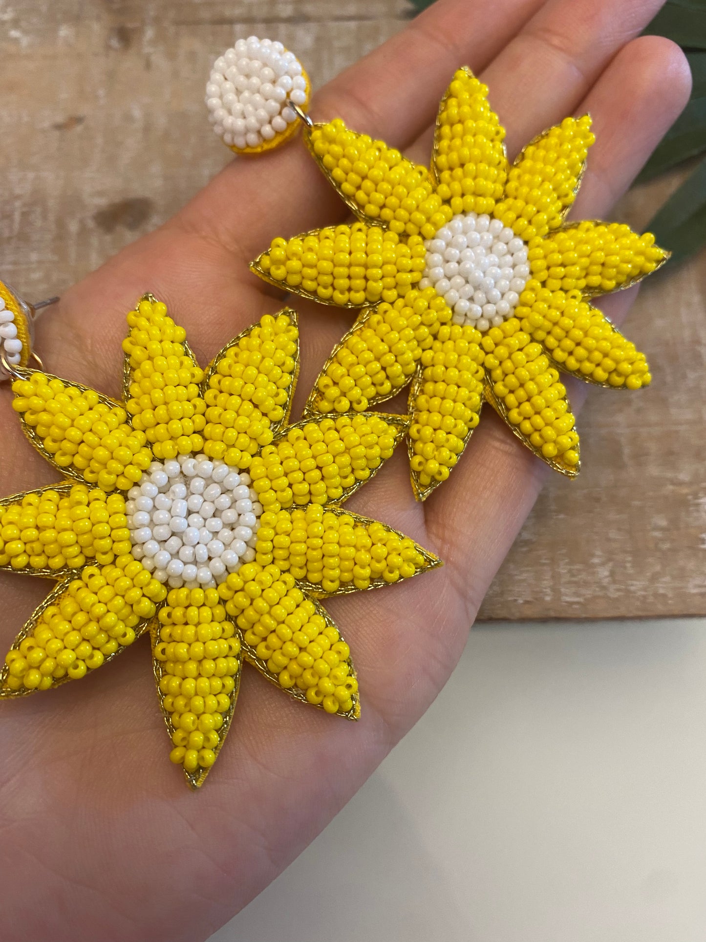 Beaded sunflower earrings