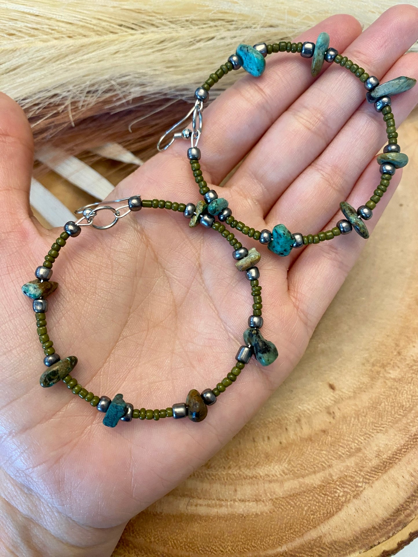 Green turquoise hoops