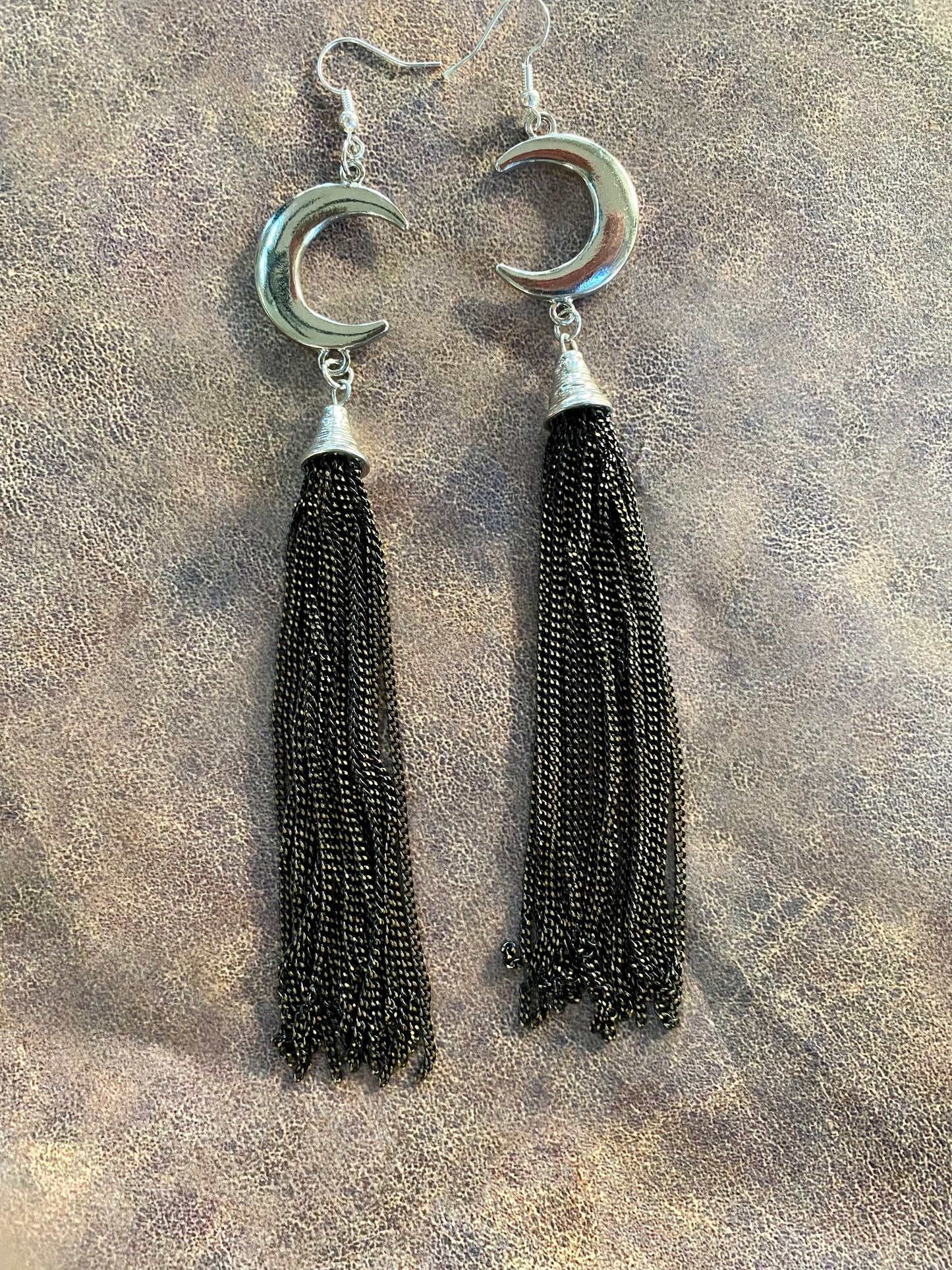 Moon chain tassel earrings