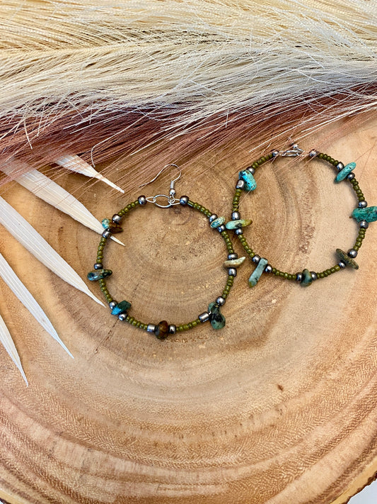 Green turquoise hoops