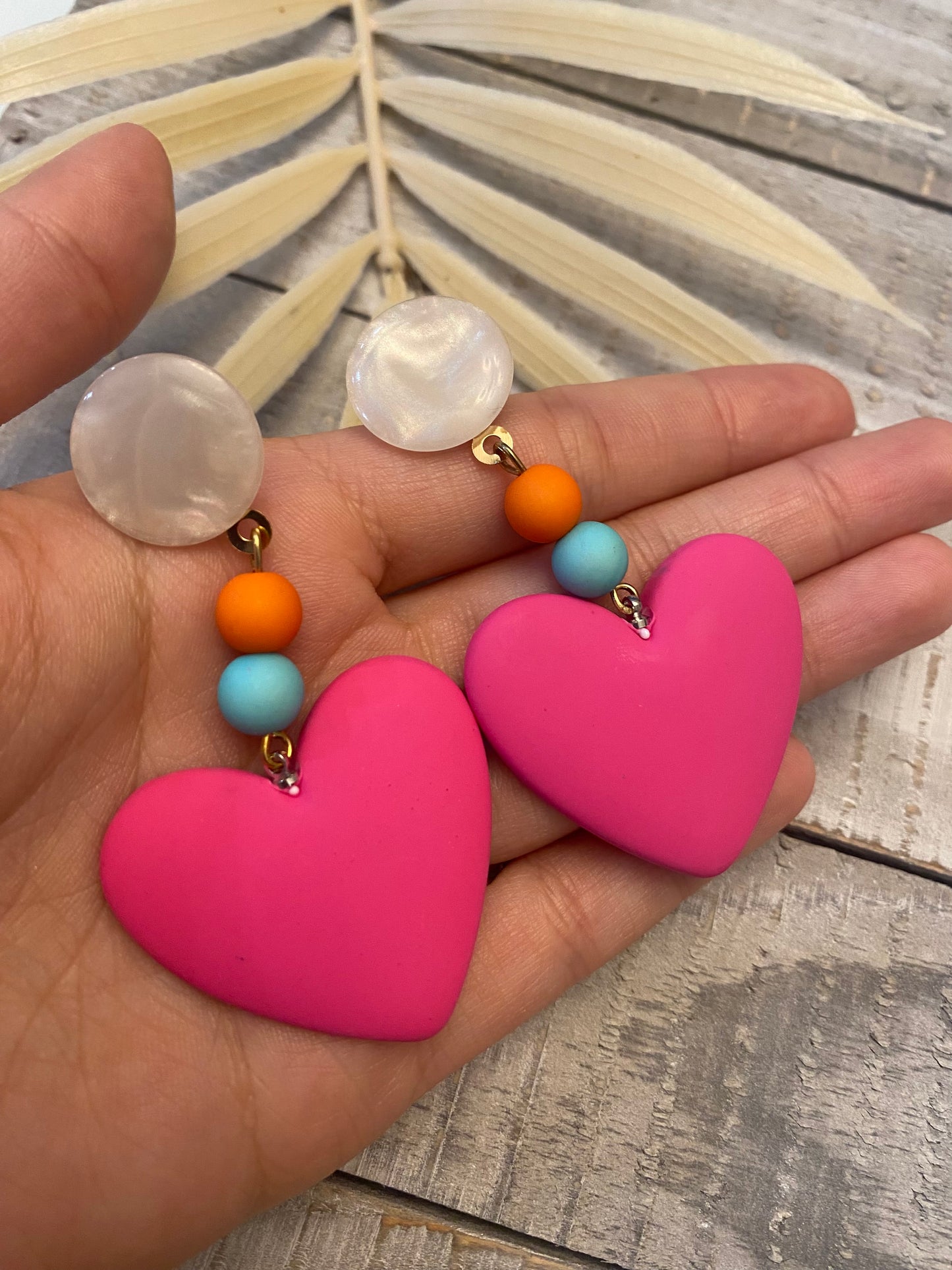 Beaded heart earrings