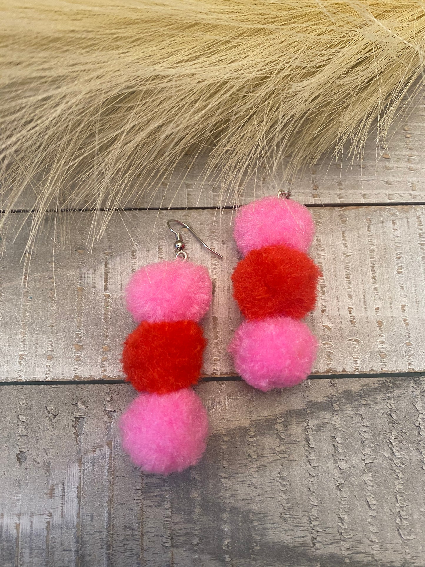 Valentine pom pom earrings