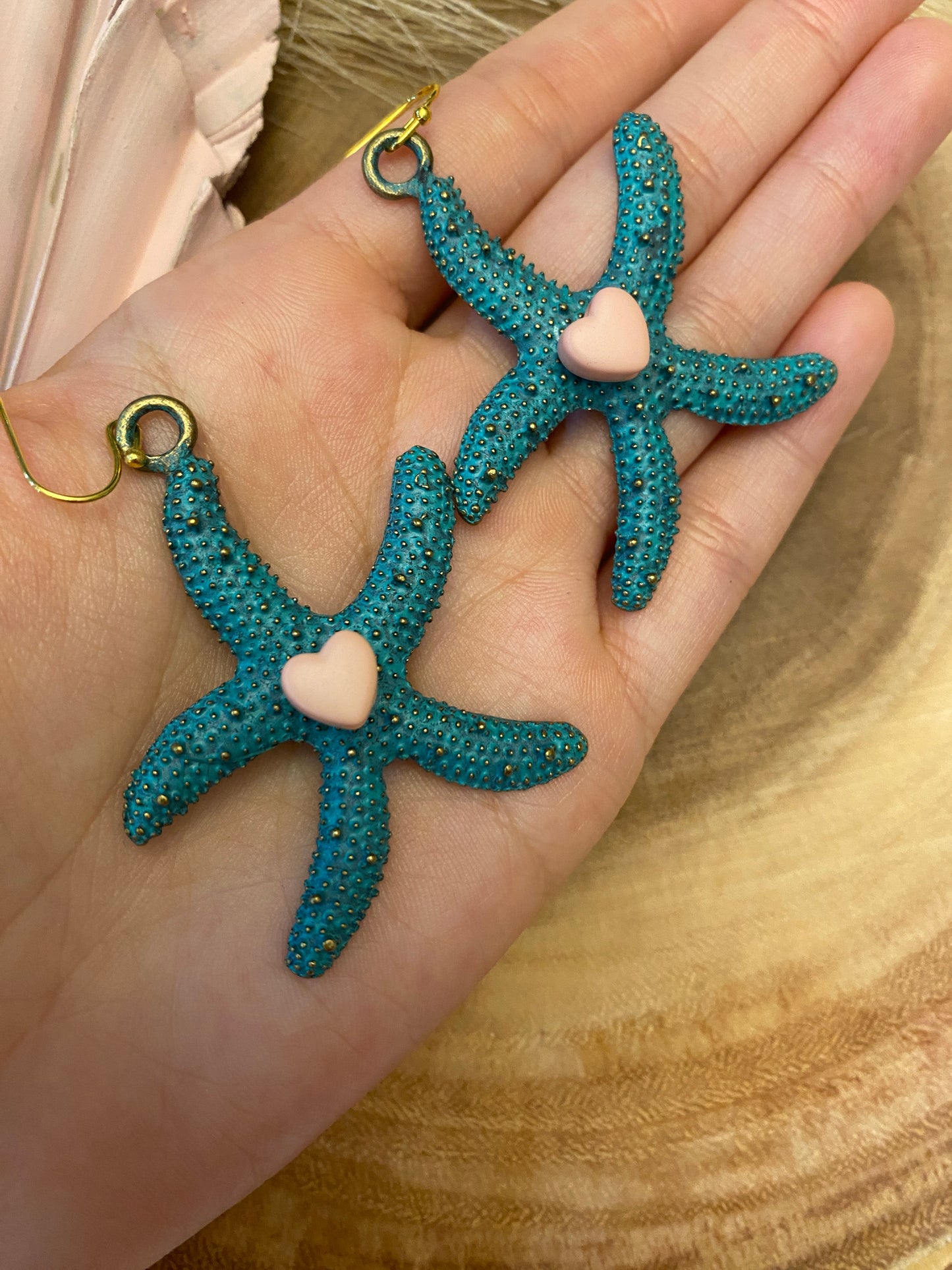 Heart starfish earrings