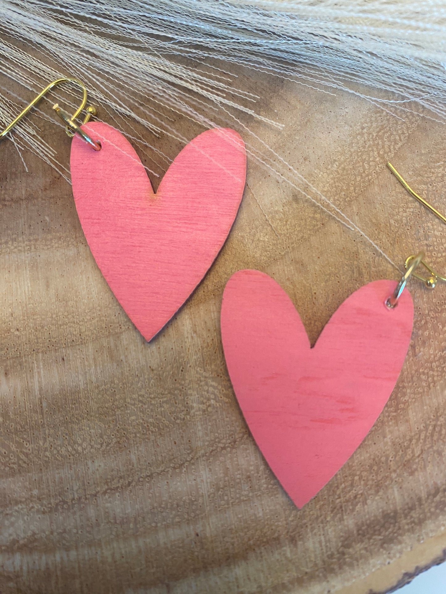 Little wood heart dangles