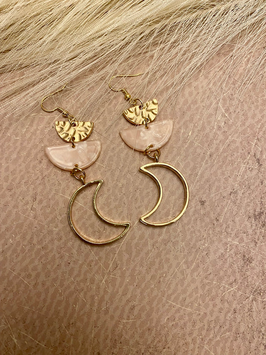 Gold moon boho earrings