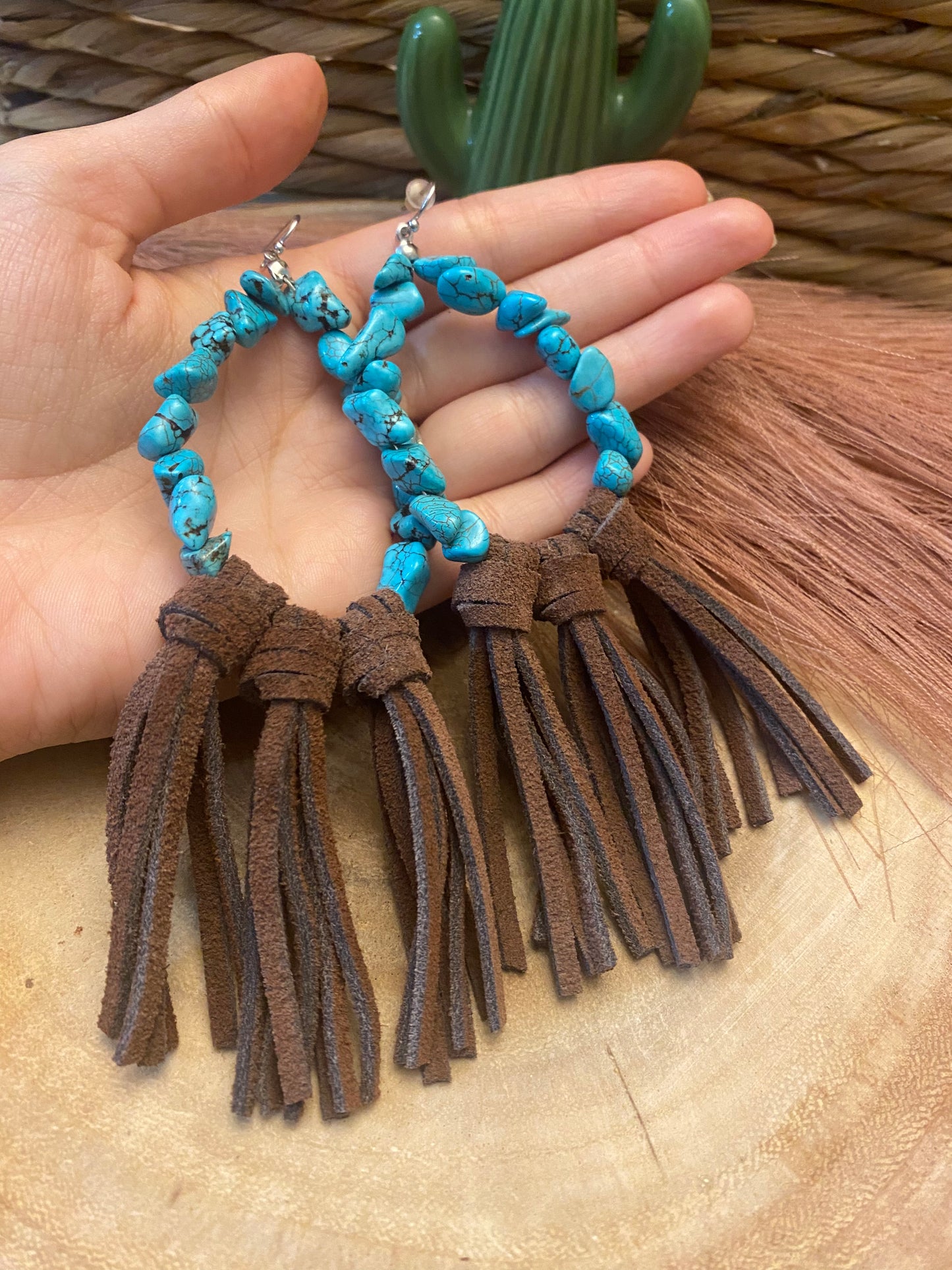 Fringe turquoise earrings