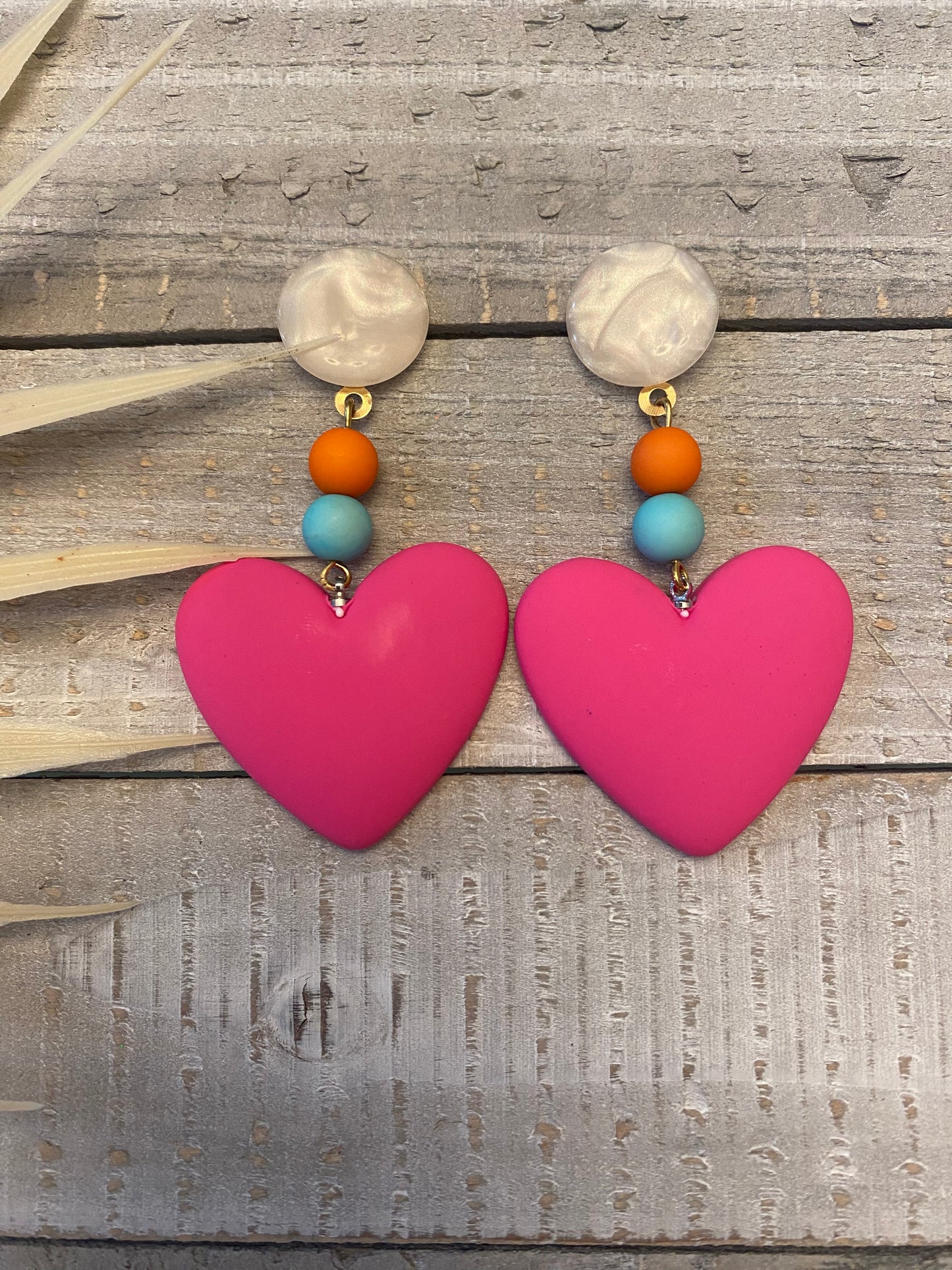 Beaded heart earrings