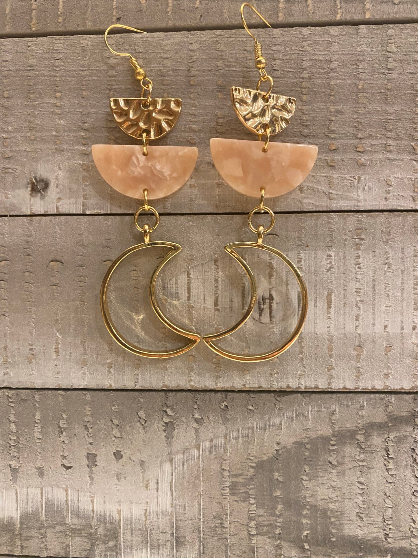 Gold moon boho earrings