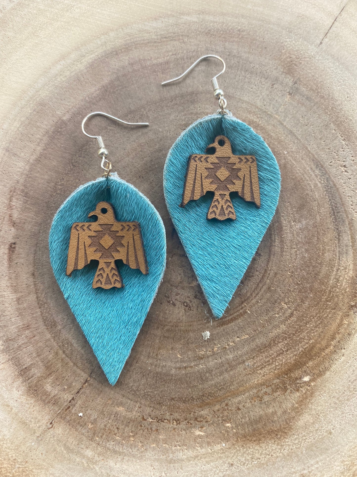 Cowhide Thunderbird love earrings